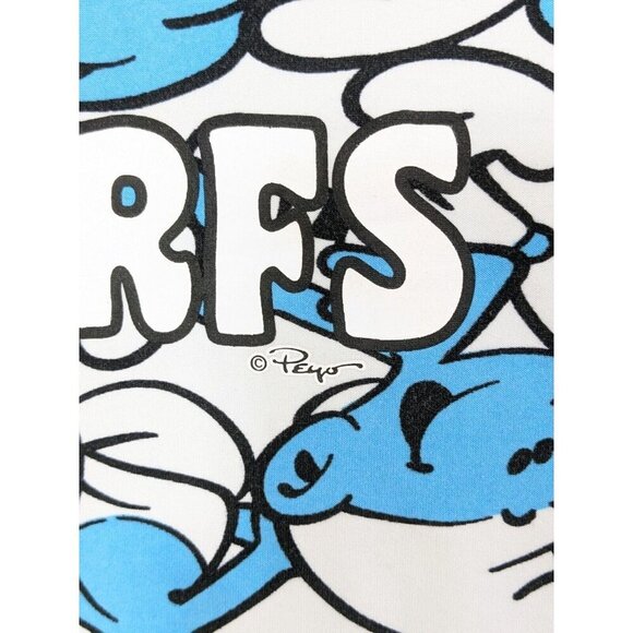 The Smurfs Pajama Sleep Lounge Set Womens S Top and Shorts Blue White Stretch - Picture 7 of 7